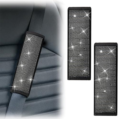 2 PCS Bling Car Seat Belt Shoulder Pads, Bling Seat Belt Covers with Bling Rhinestones, Car Accessories Seatbelt Strap Pad with Crystal Diamond for Car, Truck, SUV (White Diamond) - color: White