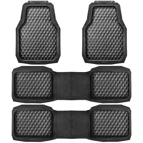 CAR PASS 3 Row Heavy Duty Rubber Car Mats, Deep-Dish All-Weather for 7 Seats 8 Seater 2nd & 3rd Floor Mats Waterproof Universal Trim Fit Liner Van,SUV,7 Passengers Vehicle,Automotive 3D Rhombus Black - color: black 3 row