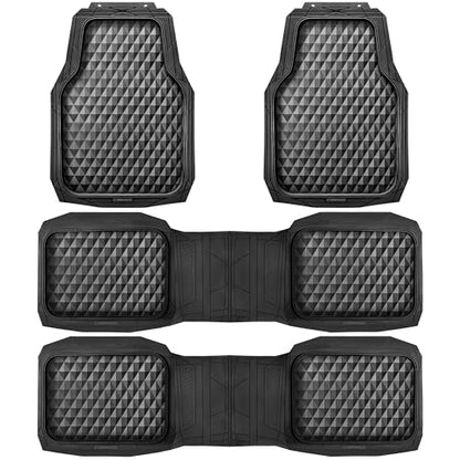 CAR PASS 3 Row Heavy Duty Rubber Car Mats, Deep-Dish All-Weather for 7 Seats 8 Seater 2nd & 3rd Floor Mats Waterproof Universal Trim Fit Liner Van,SUV,7 Passengers Vehicle,Automotive 3D Rhombus Black - color: black 3 row