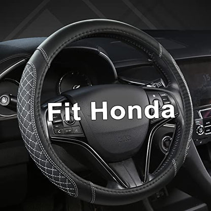 West Llama Customized Auto Car Steering Wheel Cover for Honda(Black+Gray-Standard Size) - color: C-gray-1, size: Standard Size (14½''-15'')