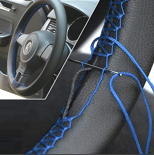 38cm/15 Inch Hand Sewing Steering Wheel Cover Breathable Anti-Slip Leather Steering Wheel Cover for Nissan Qashqai Toyota Camry RAV4 VW Golf - color: Blue