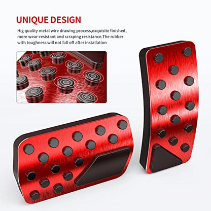 Car Pedal Cover for Jeep Grand Cherokee Dodge Durango 2011-2024 2025 2026 Aluminum Alloy No Drilling Aluminum Brake and Accelerator Pedal Covers 2PCS(Red) - color: Red