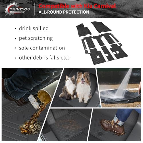 Floor Mats Compatible with 2022-2025 2026 Kia Carnival 8 Seater MPV No Hybrid&Prestige Trunk Liner Cargo Liner Cargo Mat 2024 Carnival Accessories (Floor Mats+Trunk Mat+Backrest Mats) - style: For Kia Carnival 8-Seater | 2022-2026