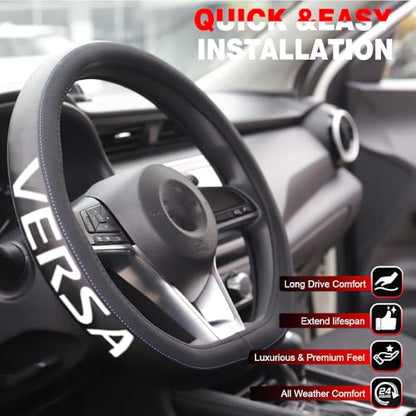 XITER Leather Steering Wheel Cover for Versa 2020-2026,with Versa Logo - color: Versa 2020-2026,With "Versa " LOGO