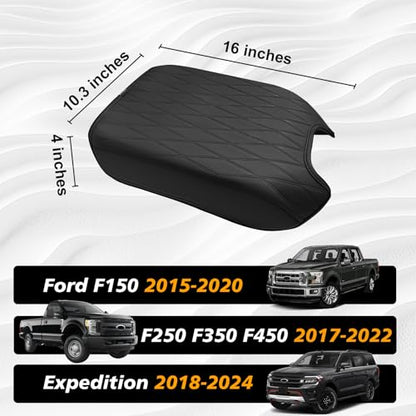 Center Console Armrest Cover Fit for Ford F150 2015-2020&F250 F350 F450 2017-2022&Expedition 2018-2024 Accessories, Armrest Pad Console Lid Cushion Vegan Leather Regular Thick (Bucket Seat,V2) - size: 4) 17-22 |F250/F350/F450| Bucket Seat, V2