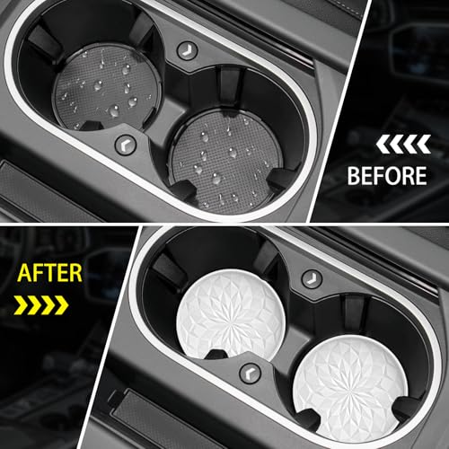 Car Coasters for Cup Holders [4 Pack] - 2.75In Silicone Auto Mug Mats - Universal Non-Slip Recessed Car Interior AccessoriesWhite - color: 4pack-white