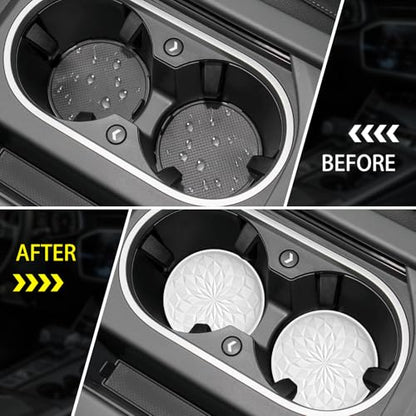 Car Coasters for Cup Holders [4 Pack] - 2.75In Silicone Auto Mug Mats - Universal Non-Slip Recessed Car Interior AccessoriesWhite - color: 4pack-white