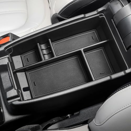 Center Console Organizer Tray Compatible with Ford Escape 2020-2026/Bronco Sport 2021-2025 Accessories, Insert Container ABS Secondary Armrest Storage Box (Not for U725 2-Door), Black