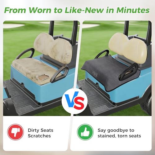 10L0L Universal Golf Cart Seat Covers/Seat Blanket for EZGO TXT/RXV & Club Car DS/Precedent, Breathable Seat Towel/Seat Cushions with Non-Slip Backing, All-Season Comfort (Not for Yamaha) - color: Linen Stripes