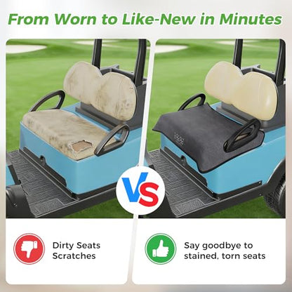 10L0L Universal Golf Cart Seat Covers/Seat Blanket for EZGO TXT/RXV & Club Car DS/Precedent, Breathable Seat Towel/Seat Cushions with Non-Slip Backing, All-Season Comfort (Not for Yamaha) - color: Linen Stripes