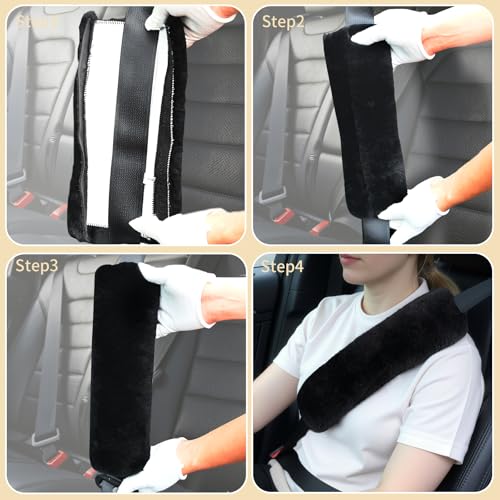 Aegis Cover Sheepskin Seat Belt Cover, Premium Australian Merino Wool Padding, Ultra-Soft & Durability, 0.5" Thick Seat Belt Pads, Universal Fit for Car, Truck, SUV 2Pack (Steel)