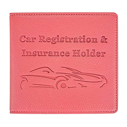 Car Registration and Insurance Holder, Premium PU Leather Vehicle Glove Box Car Organizer Men Women Wallet Accessories Case for ID, Driver's License - Pink - color: Pink