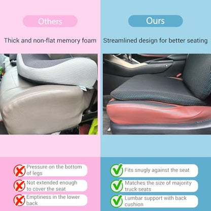 Semi Truck Seat Cushion with Lumbar Support - 2-Pieces Foldable & Separable for Truck Drivers - Pressure Relief & Enhanced Comfort - Heavy Duty Adjustable Car Seat Back Cushion for Men & Women