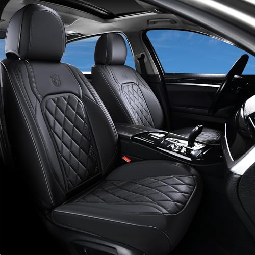 Coverado Car Seat Covers, Front Seat Cover, 2 Pack Waterproof Seat Covers for Cars, Luxury Faux Leather Car Seat Cushions, Car Seats Protectors, Black Car Seat Covers Universal Fit for Most Vehicles - color: A-Black, size: Front