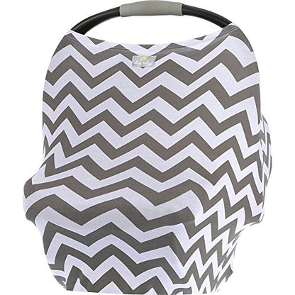 Itzy Ritzy 4-in-1 Nursing Cover, Car Seat Cover, Shopping Cart Cover & Infinity Scarf – Breathable, Multi-Use Nursing Cover Up for Breastfeeding, Carseat Canopy & Stroller Cover (Gray Chevron) - color: Gray Chevron