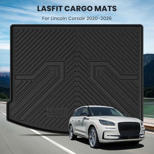 LASFIT Trunk Mat for Lincoln Corsair 2026 2025 2024 2023 2022 2021 2020, All Weather TPE Cargo Mats Custom Fit Cargo Liner Front & Rear Trunk Liner, Black, Easy to Clean - size: 2020-2026 | For Lincoln Corsair | Cargo Mats