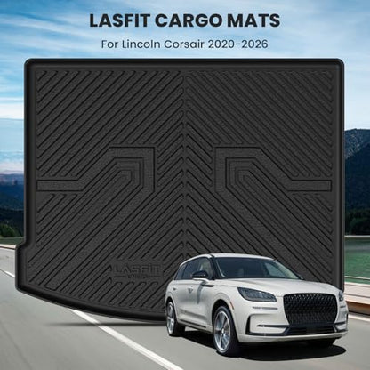 LASFIT Trunk Mat for Lincoln Corsair 2026 2025 2024 2023 2022 2021 2020, All Weather TPE Cargo Mats Custom Fit Cargo Liner Front & Rear Trunk Liner, Black, Easy to Clean - size: 2020-2026 | For Lincoln Corsair | Cargo Mats