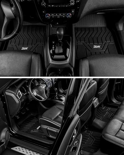 3W Floor Mats for 2021-2025 2026 Nissan Rogue Custom Fit TPE All Weather Rogue Floor Liner Full Set 1st & 2nd Row Car Mats - Black (NOT for Sport) - size: 1.Rogue|21-26|Floor Mats (New)