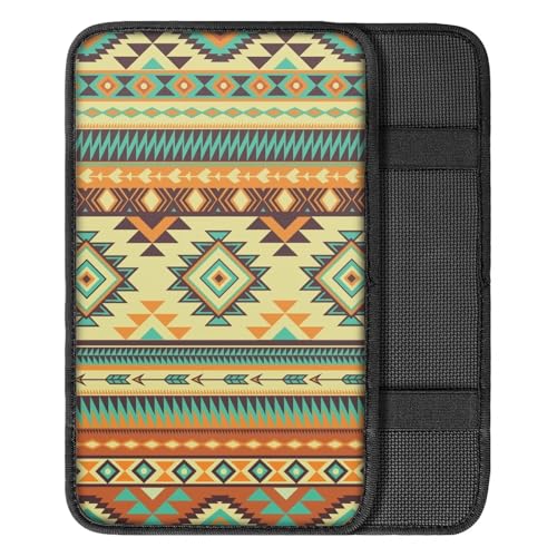 UNICEU Tribal Aztec Car Armrest Cover Universal Auto Center Console Pad Fit for Most Cars SUV Truck Sedan - color: Tribals