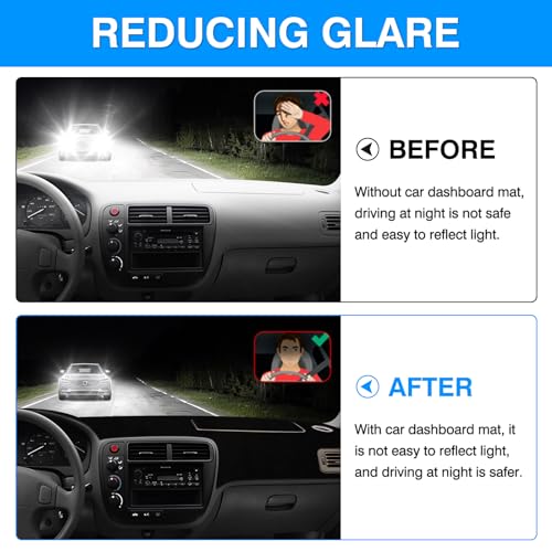 Autorder Dashboard Cover Mat for Honda Civic 1996-2000 Accessories Dash Cover Upgrade Velvet Dash Mat Sunshade Glare UV Rays Protector - size: 1996-2000 Honda Civic