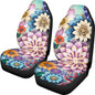 Bohemian Flower Car Seat Cover Front Bottom Seat Cushion Cover, Front Seat Covers Universal Fits Most Cars, SUVs, and Trucks, Washable and Easy to Install - color: Bohemian Flower