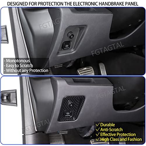 Car Electronic Handbrake Trim Cover Compatible with Chevrolet Corvette C8 2020-2025, ABS Dashboard Electronic Handbrake Switch Panel Cover Trims (Carbon Fiber Pattern Black) - color: Carbon Fiber Pattern Black
