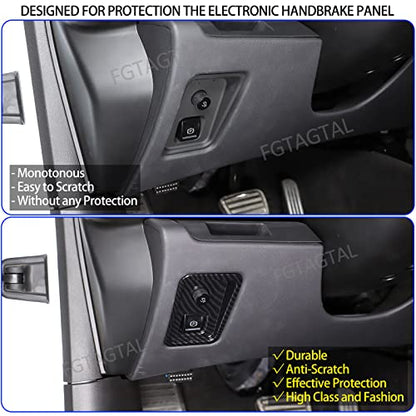 Car Electronic Handbrake Trim Cover Compatible with Chevrolet Corvette C8 2020-2025, ABS Dashboard Electronic Handbrake Switch Panel Cover Trims (Carbon Fiber Pattern Black) - color: Carbon Fiber Pattern Black