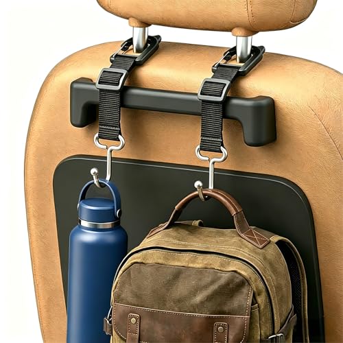 Purse Hook for Car, Adjustable Headrest Hooks for Car with Carabiner, 100 LBS Heavy Duty Metal Car Seat Hooks for Purses and Bags, Easy Install Car Bag Hooks (2 Pack) - style: DL2