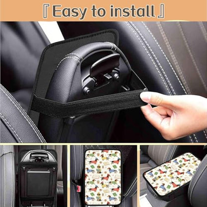 Car Handrail Box Cushion Soft Comfortable Anti Slip Middle Consoles Protector, Universal for Most Cars Trucks and SUV Fashion Car Interior Accessories Unisex - Dachshund