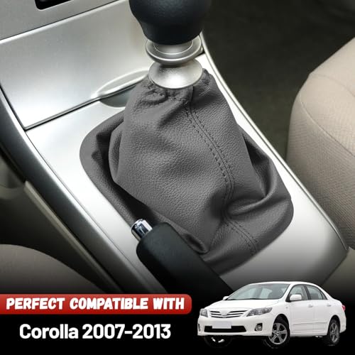Compatible with Gear Shift Knob Boot Cover for Toyota Corolla 2007-2013, Leather Shifter Lever Knob Dust Cover for Dust Prevention & Protection Gray