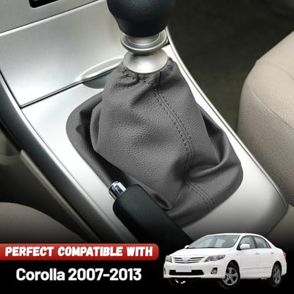 Compatible with Gear Shift Knob Boot Cover for Toyota Corolla 2007-2013, Leather Shifter Lever Knob Dust Cover for Dust Prevention & Protection Gray