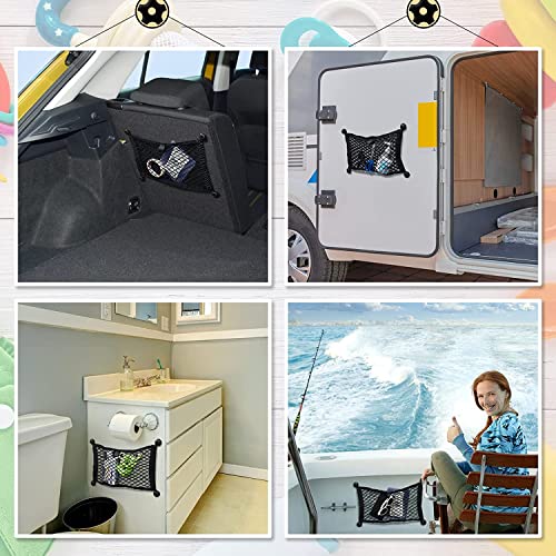 Frienda 2 Pieces Stretchable Small Cargo Net Pocket Storage Mesh Net Elastic Automotive Storage Pouch with 8 Pieces Mounting Screws and Hooks for Truck Car SUV Boats(17.7 x 9.8 Inches) - size: 17.7 x 9.8 Inches