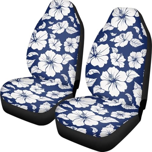Dreaweet Blue Hibiscus Flowers Car Seat Covers for Women 2 Piece Tropical Car Accessories Interior Soft Breathable Seat Protector for Carseat Universal Front Seat Covers for SUV Sedan Van Trucks - color: Blue Hibiscus