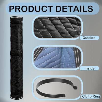 Quilted Door Jamb Protector Pad, with 3 Sewn-in Steel Spring Clips,Black (72" x 24")
