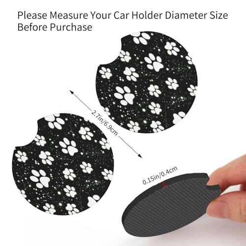 Paw Print Steering Wheel Cover - Black White Dog Paw Steering Wheel Protector Neoprene 15Inch Car Accessories 2 Pcs Car Coasters for Women Men - color: Black White Dog Paw