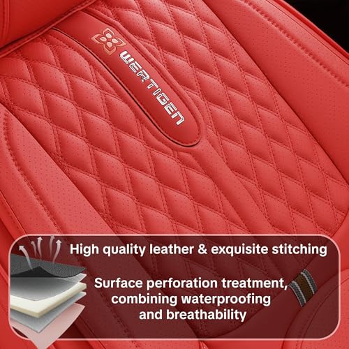 for Nissan Rogue 2008-2026 Car Seat Covers, Red Car Seat Covers, Faux Leather, Full Set of 5 Seats, Waterproof, Anti-Slip, Protect and Upgrade Seats, Beautify the Interior of Old Cars - color: Premium_Red
