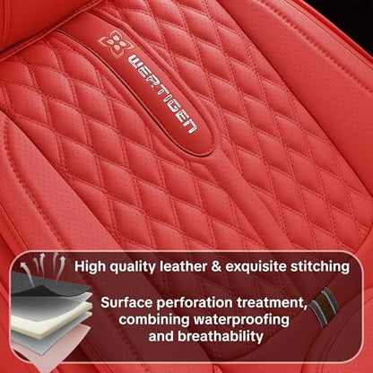 for Nissan Rogue 2008-2026 Car Seat Covers, Red Car Seat Covers, Faux Leather, Full Set of 5 Seats, Waterproof, Anti-Slip, Protect and Upgrade Seats, Beautify the Interior of Old Cars - color: Premium_Red
