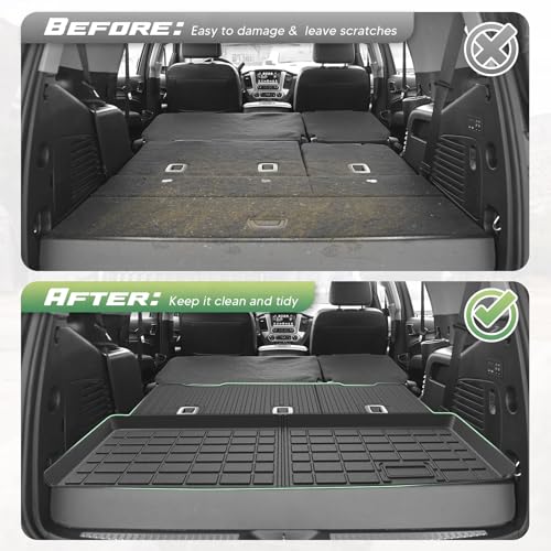 Cartist Floor Mats for 2015-2020 Chevy Tahoe & GMC Yukon Denali | SLE | SLT (7 Seats, Not for Yukon XL), All Weather Cargo Liner for Tahoe Accessories, Heavy Duty TPE Car Mats, Car Accessories - size: 1)Chevy Tahoe 2015-2020 Full Set