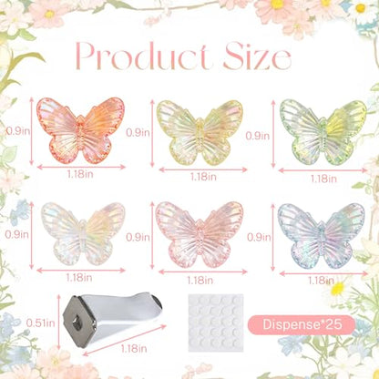 6 PCS Butterfly Car Vent Clips, Cute Butterflies Cars Air Conditioning Clip Decorations, Charm Automotive Interior Decor for Women Men