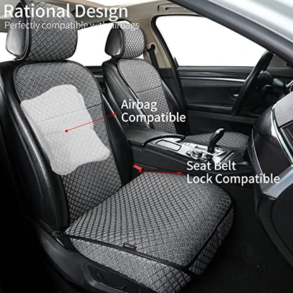 Breathable Car Seat Cover,Luxury Front Seat Cover,Durable and Non Slip,Polyester Silk Material, Universal Car Seat Cushion,Suitable for All Seasons,Airbag Compatible (Gray-2PCS) - color: Gray-Front 2pcs