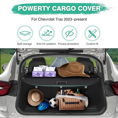 Powerty Retractable Cargo Cover for 2024-2026 Chevy Chevrolet Trax -Canvas Texture Trunk Cover Privacy Screen Rear Security Shade for Trax Accessories - size: 2024-2026 | Chevy Trax