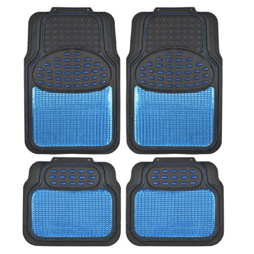 BDK 2 Tone Black & Blue Floor Mats for Cars - Metallic Top Finish Car Mats for Women & Men - Heavy Duty Blue Car Accessories for SUV - Anit Slip All Weather Cute Mats for Cars, SUV, & Van - color: Blue/Black