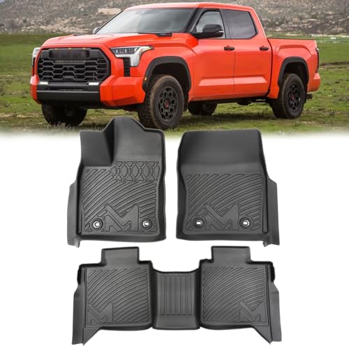 TPE Automotive Floor Mats Custom for 2022-2026 Toyota Tundra (Only for CrewMax Cab), All Weather Cover Protection Waterproof Black Floor Liner Front & Rear Row Full Set Car Mats, 3PCS - size: 3PCS (2Row), style: For 2022-2026 | Toyota Tundra (Only for Cre
