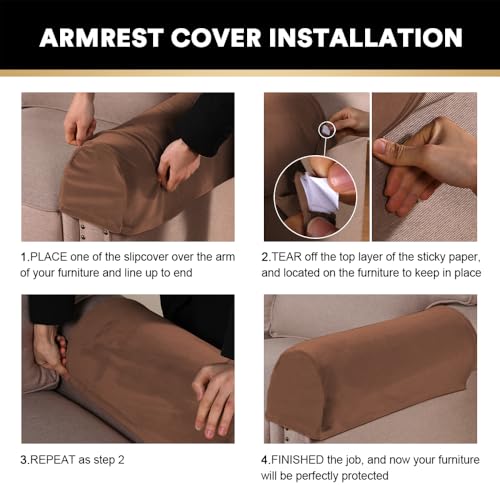 2 Pack Thick Velvet Stretch Armrest Covers for Chairs and Sofas Armchair Covers for Arms Couch Arm Covers Armrest Covers for Sofa Non Slip, Caramel - color: Caramel