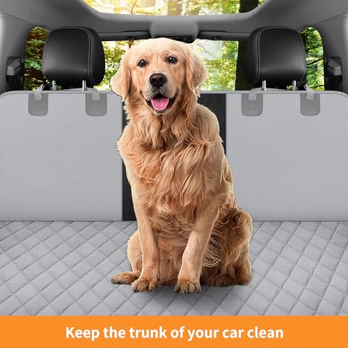 GXT Dog Back Seat Cover Protector for Cars SUV and Trucks with Mesh Window, Scratchproof Nonslip and Waterproof Material - color: Grey, style: Seat Cover Only