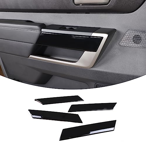 Aunginsy Car Inner Door Panel Strip Trim Cover Compatible with Toyota Tundra 2022+/Sequoia 2023+, Front Rear Door Handle Panel Decorative Cover Protector Accessories(Without Memory Seat Switch Hole) - color: Piano Black