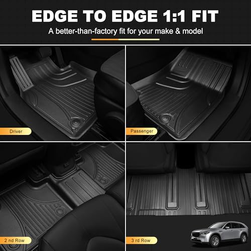 Floor Mats Fit for 2024-2026 Mazda CX-90 & CX-90 PHEV 7 Seats All Weather CX90 Accessories - style: 2)24-25 CX-90 Floor Mats