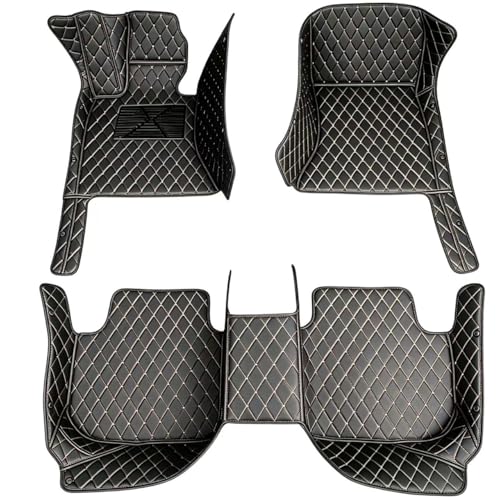 Custom Making Car Floor Mats Waterproof Anti-Slip Faux Leather Protection Floor. Auto Foot Pad Set Automobile Interior Carpet Accessories for SUV and Trucks (Black Beige) - color: Black beige