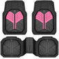 CAR PASS Heavy Duty Rubber Car Mats, Deep Dish Car Floor Mats All Weather, Car Mats Full Set 3-Piece Trim to Fit for Sedans SUVs Trucks,Women Waterproof Anti-Slip Automotive Mats, V12 Black and Pink - color: Pink and Black