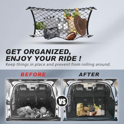 Envelope Style Cargo Net for Toyota Sienna 2026 2025 2024 2023 2022 2021, 2025 Sienna Accessories Rear Trunk Mesh Cargo Net, Elastic Heavy Duty Nylon Mesh Storage Netting Organizer - size: Toyota Sienna